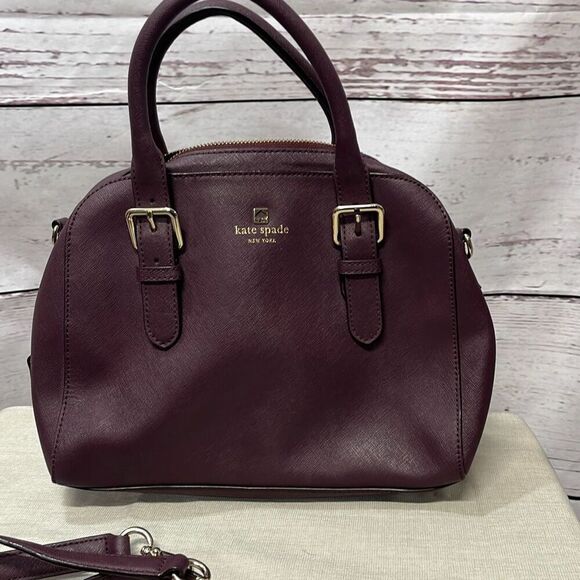 Authentic Kate Spade Jackson Street Lottie Satchel Burgundy Plum Leather Convert